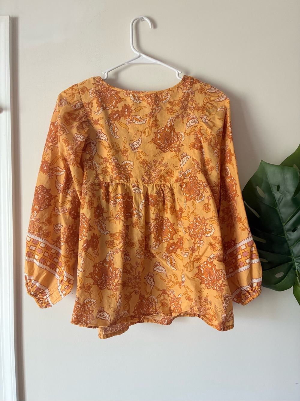 C&C California 100% Cotton Floral Top in Mustard Yellow - Picture 6 of 6